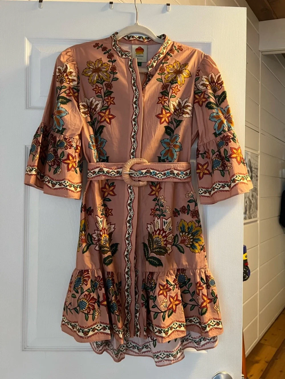 FARM RIO Pink Garden Delight Belted Mini Dress (size small - NWOT) - Picture 5 of 14